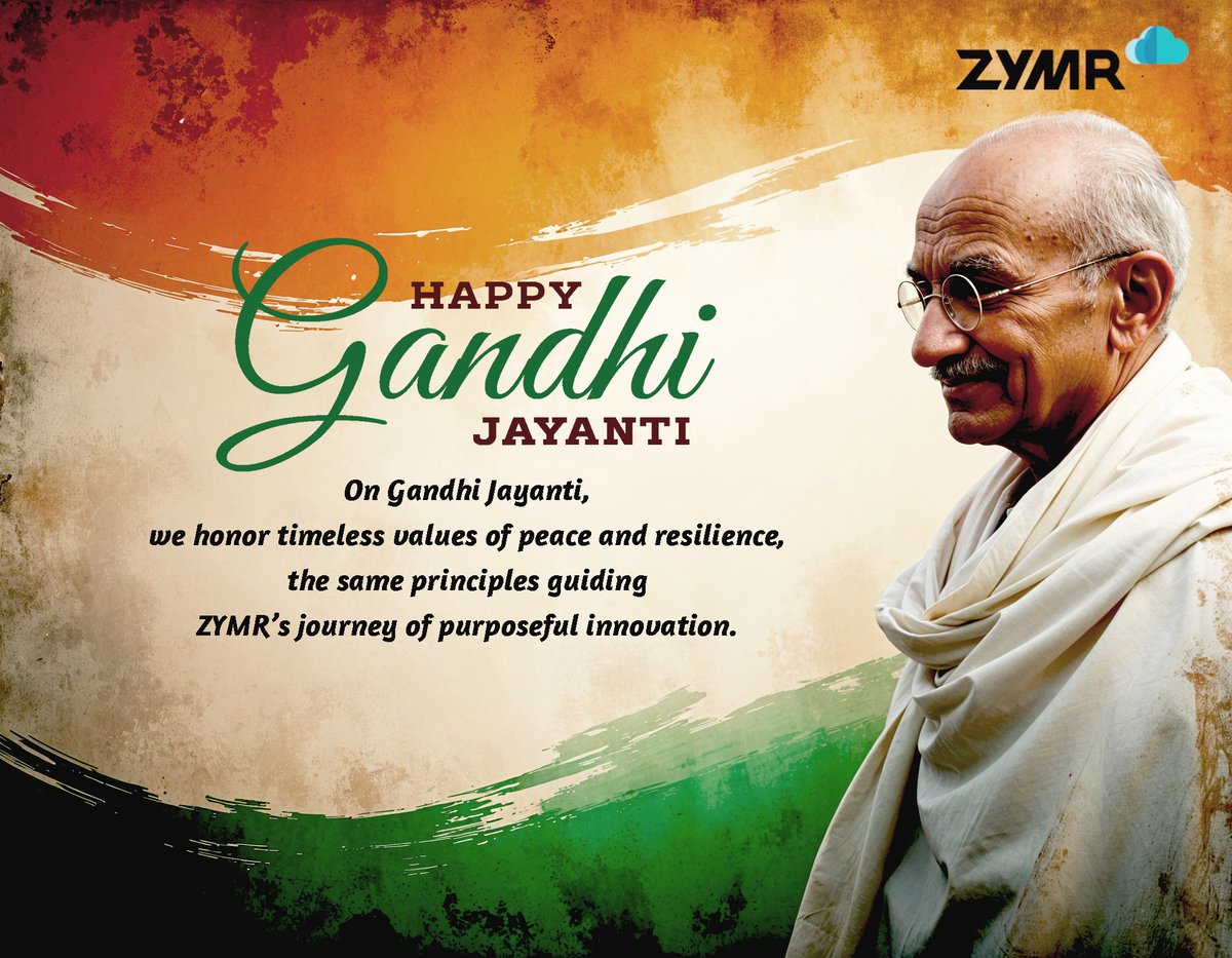 On Gandhi Jayanti, we honor timeless values of peace and resilience, the same principles guiding Zymr’s journey of purposeful innovation. #Zymr #GandhiJayanti #MahatmaGandhi #InnovationWithIntegrity #Peace #2October2025