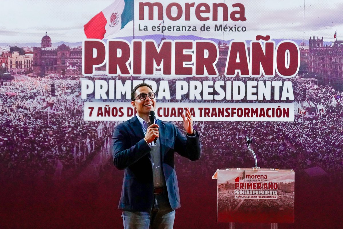 JorgeAlbertoR_'s tweet photo. Nos reunimos compañeras y compañeros militantes y simpatizantes de @MorenaHidalgoMX para celebrar el primer año de gobierno de nuestra presidenta @Claudiashein y los siete años de la Cuarta Transformación. 💪 https://t.co/kLato3TAty