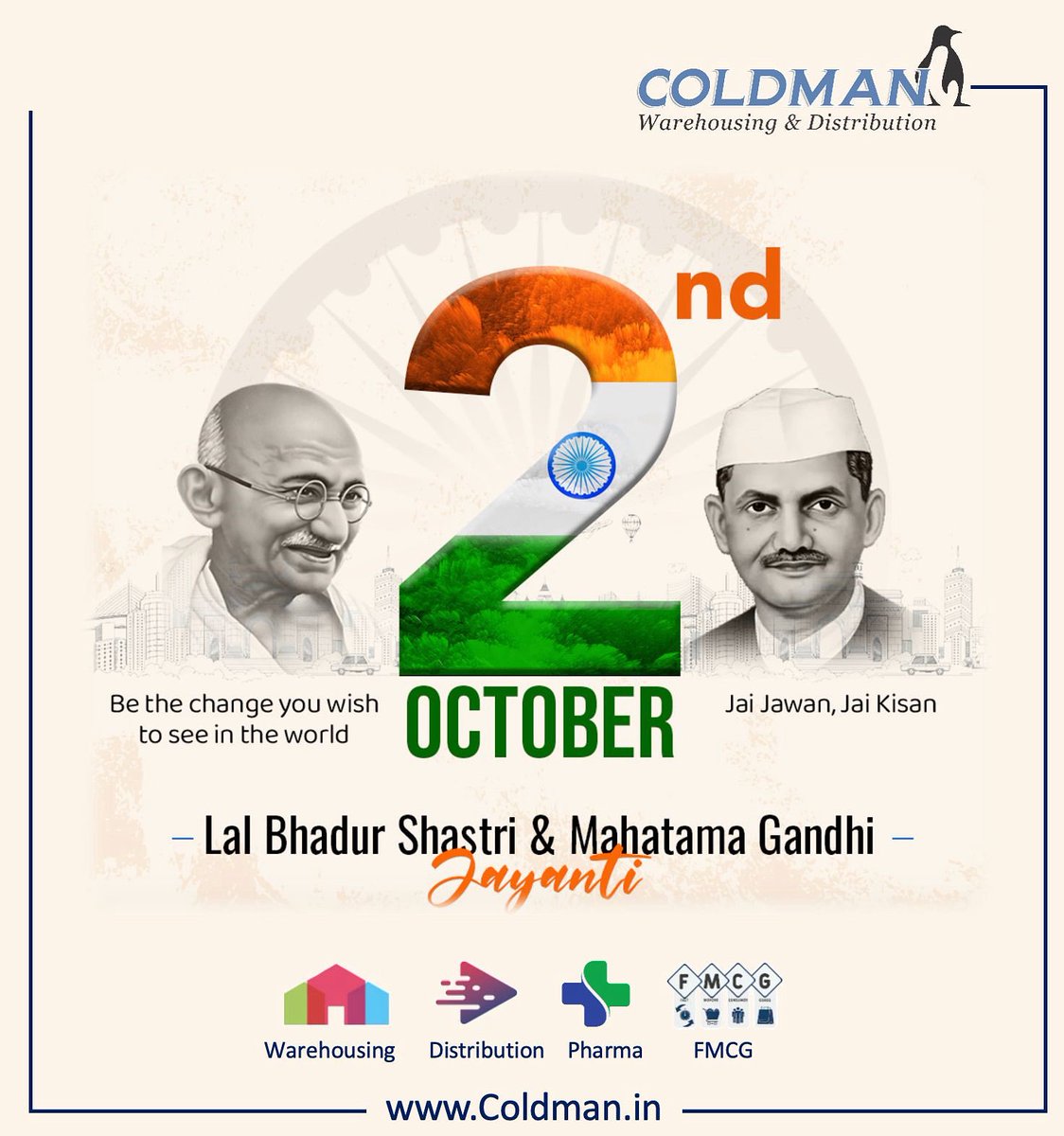 info_coldman's tweet photo. Remembering Gandhiji &amp; Shastri ji on their birthday 🎉 https://t.co/xOCGHaViLc