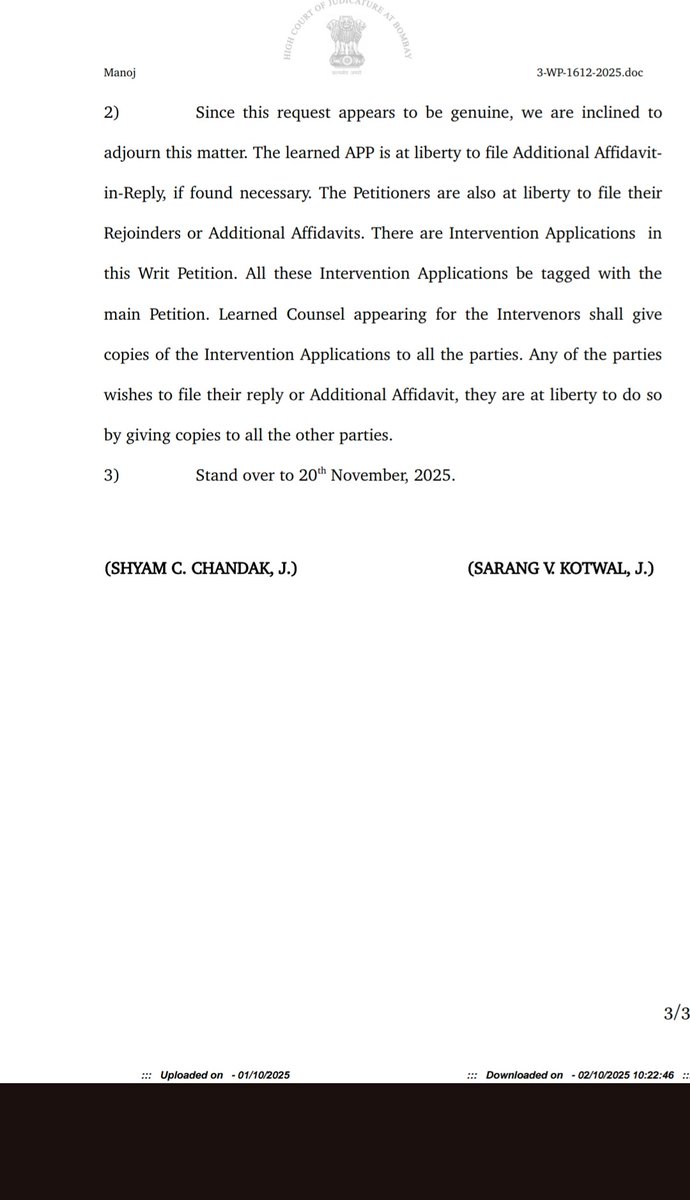 Pranjal191002's tweet image. Here&apos;s the official court order of the disha Salian&apos;s case hearing held on 30th September, 2025.

1. The APP asked for more time since she was appearing for the first time which was again granted. 

2. The court has allowed the petitioners and the APP to file additional…