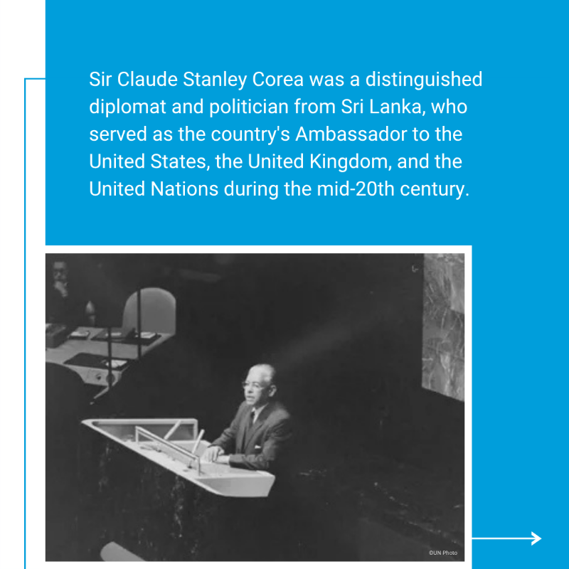 UNSriLanka's tweet photo. Remembering Sir Claude Stanley Corea, one of many Sri Lankans who have shaped the @UN.
As Permanent Representative & later President of the Security Council, he championed peace, dialogue & multilateralism—leaving a lasting legacy for the UN system.
#OurUN #අපේUN #எங்கள்UN