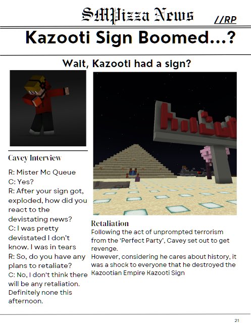 SMPizzaServer's tweet photo. BREAKING 🚨: SMPizza News delivers a new report regarding recent events with Spawntown, and the alliance of Worthington and Shell City. https://t.co/OVDEDKVetE