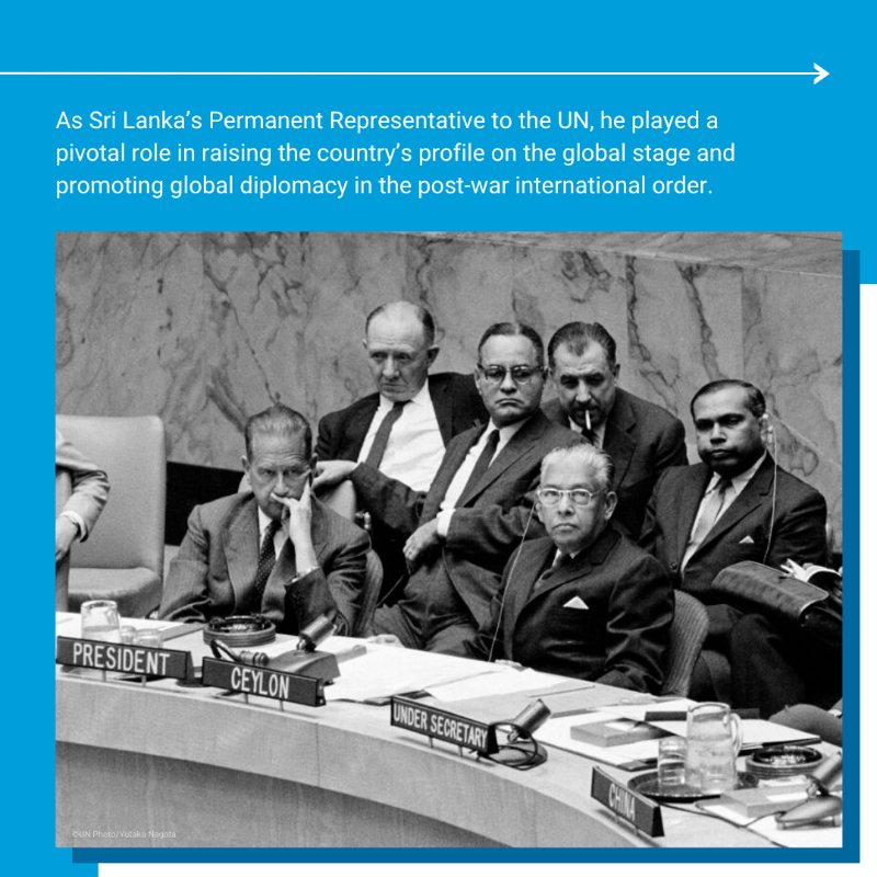 UNSriLanka's tweet photo. Remembering Sir Claude Stanley Corea, one of many Sri Lankans who have shaped the @UN.
As Permanent Representative & later President of the Security Council, he championed peace, dialogue & multilateralism—leaving a lasting legacy for the UN system.
#OurUN #අපේUN #எங்கள்UN