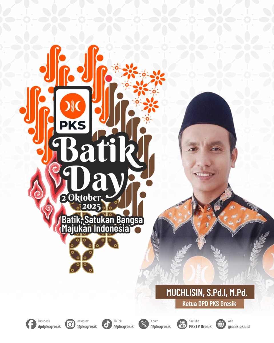pksgresik's tweet image. Hari ini batik kita rayakan ✨

Warisan budaya, kebanggaan bangsa.
DPD PKS Gresik: Bangga pakai batik, bangga jadi Indonesia! 🇮🇩

#HariBatikNasional #PKSGresik
