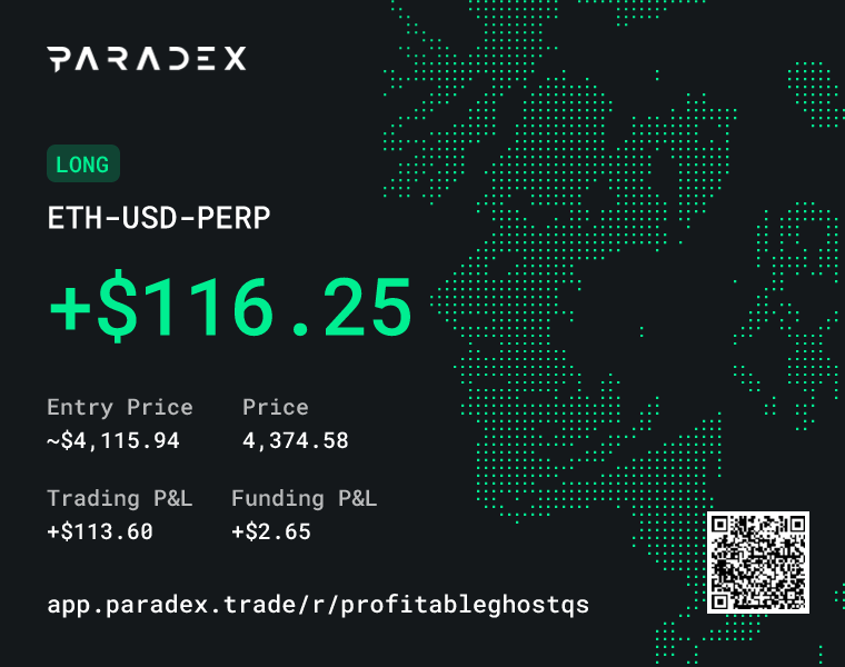 Join Paradex with my referral link, trade like a real degen 😈 and zero fee trading! 🤑 What are you waiting for? app.paradex.trade/r/profitablegh…