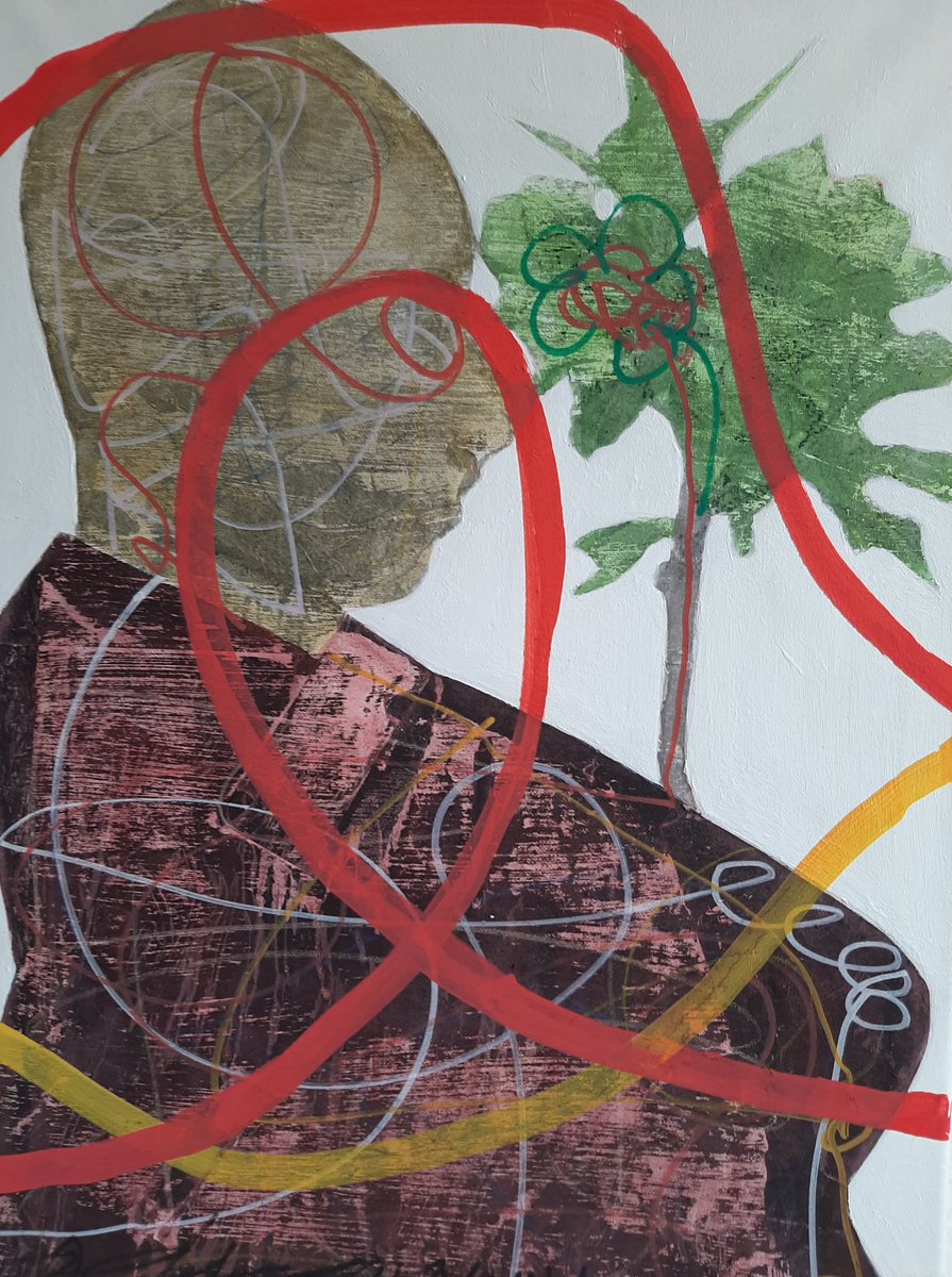 EChimalio's tweet image. SPIRITUALIZED(2) - IN OSHOGBO (INCIDENT AT THE SHRINE MINUS SUZANNE WENGER)
Acrylic/Charcoal
594mm X 840mm
25/3/2021
Art by Eze Chimalio
Silent contemplation: Your deep thought wrapped in vibrant, chaotic connection.
#IntrospectionArt, #ContemporaryFigurative, #AbstractExpression