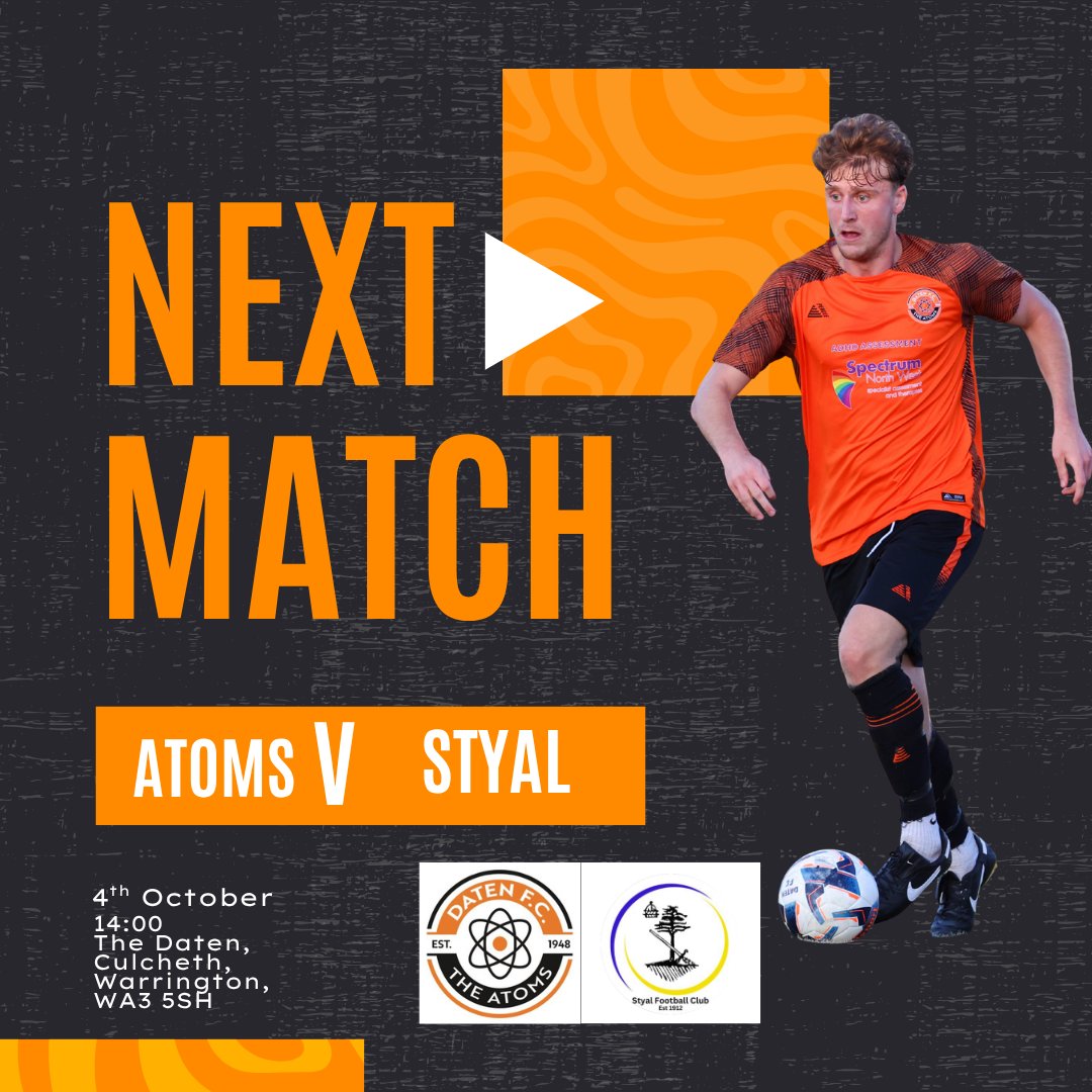 DatenFC's tweet image. ⏭ NEXT UP FOR THE ATOMS ⏭

⚽ First Team
Looking to continue their strong home form as they welcome Styal to The Daten 🧡

⚽ Reserves
Back on the road again with a trip to Payton 💪
Big week ahead – let’s go, Atoms! 👏⚽

#UpTheAtoms #NextUp #TheDaten #GrassrootsFootball