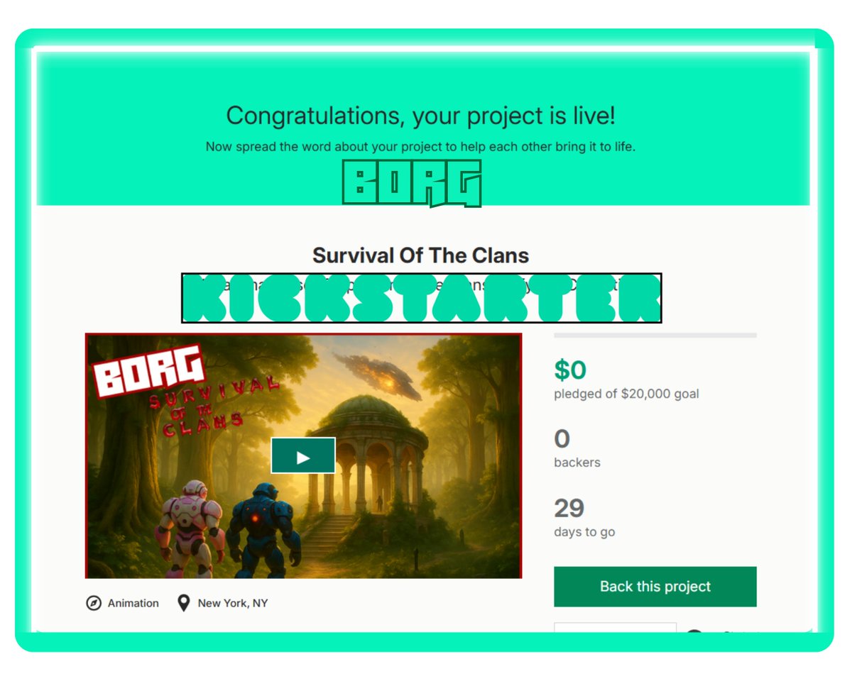 👀 We Encorage You to take A Look 👀
<a href="/BORG_SOTC/">Borg</a>  Kickstarter has begun, 
       Support The Clans . . .  ⤵️
🔗 kickstarter.com/projects/borgf…
     🔗t.me/BorgSOTC                                                                             
  All Contribution are  Welcome💸🧧💰