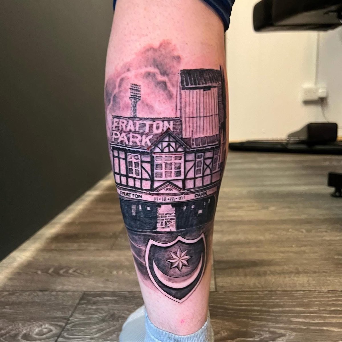 Portsmouth fan with a phenomenal tattoo of Fratton Park.