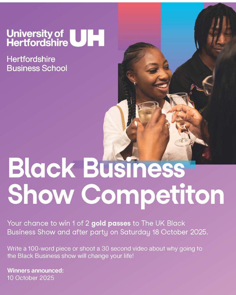 Interested in attending the UK Black Business Show in London for FREE? We’re giving away 2 Gold Passes! 🎟️

Write 100 words or film a 30s video on how it’ll change your life 📝🎥 to be in with a chance of winning. Enter here: ow.ly/Iece50X2Hqx