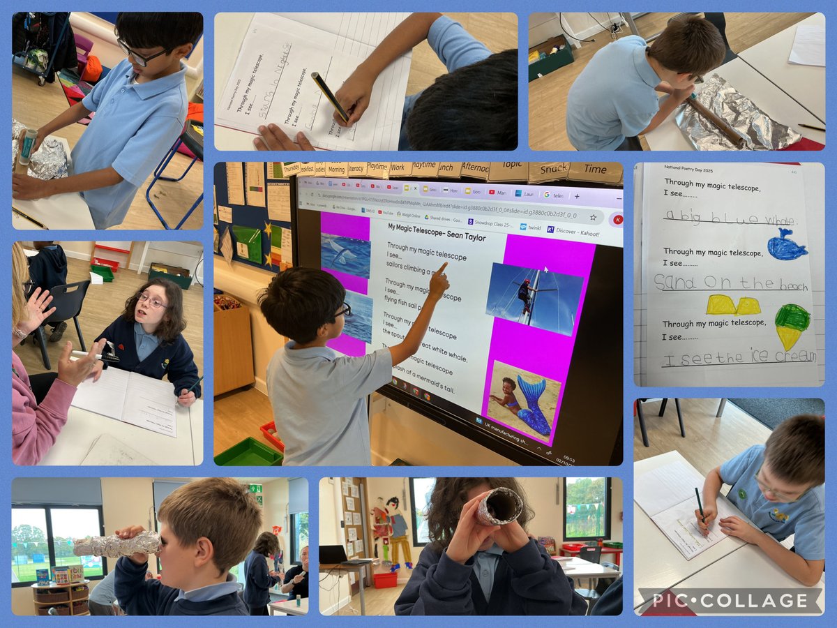meadowbanksch's tweet photo. #Nationalpoetryday in #MbSnowdropclass. We read the Magic Telescope by Sean Taylor and created our own versions. We then made magic telescopes to play with at playtime. https://t.co/7VVcxlH3mE