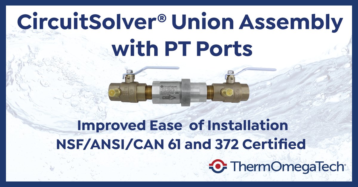 CircuitSolver's tweet image. Our CircuitSolver® Union Assembly (CSUA) combines the trusted performance of the original CircuitSolver® with an integrated union, optional check valve and ball valves, making installation faster and more convenient.
Download the CSUAPT submittal: ow.ly/qy5V50Wnyuw