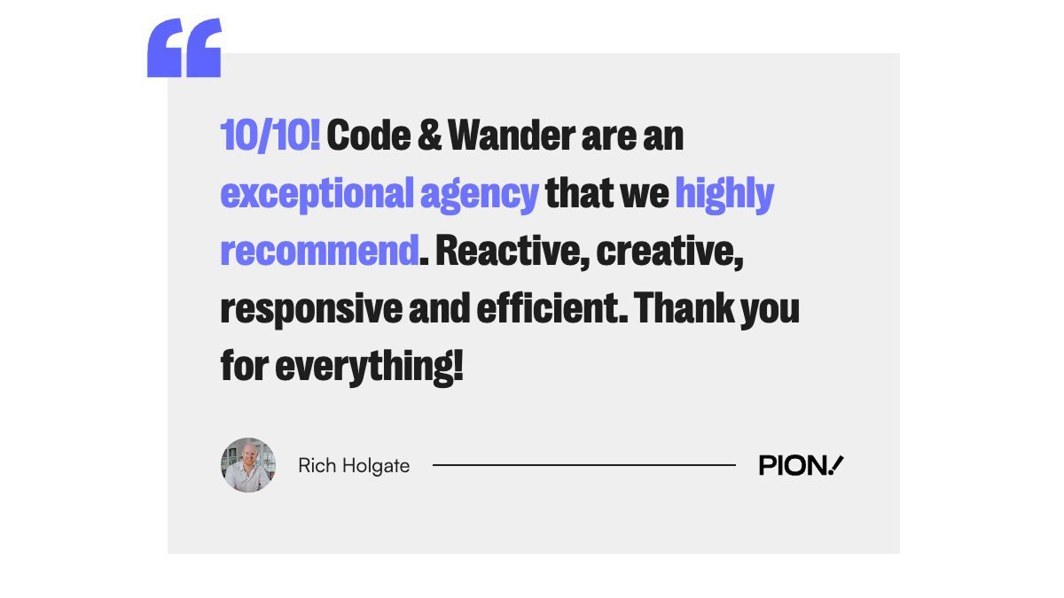 codeandwander's tweet image. Big thanks to Rich and the team at Pion for the kind words 🙌 Always a pleasure collaborating with such forward-thinking partners.