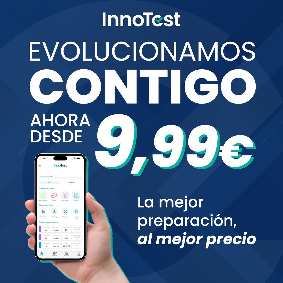 InnoTestES's tweet image. Esto no es una promoción es nuestro ¡NUEVO PRECIO!

🚀Ahora desde 9,99€🚀

📲 Descargate InnoTest y descubre los nuevos precios 

#oposiciones2025 #opositor #InnoTest