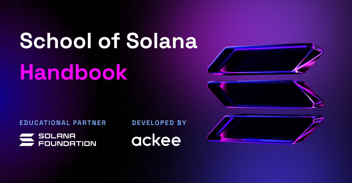We open-sourced the curriculum that trains @Solana's top protocol developers.

The Solana Handbook was written by auditors who've secured billions in TVL.

Free. No gatekeeping. Just pure technical knowledge.

Supported by <a href="/SolanaFndn/">Solana Foundation</a> &amp; <a href="/solana/">Solana</a>_devs

Here's what's inside ↓
