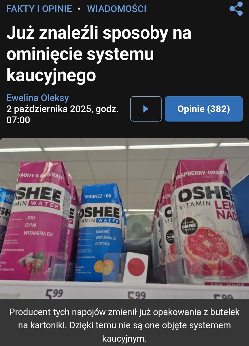 Napoje w kartonikach i wielkich butelkach omijają system🥳