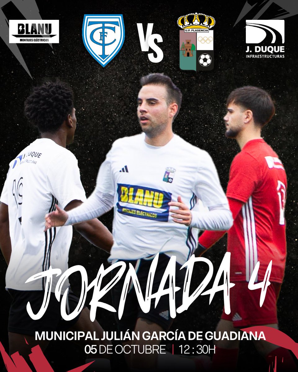 ⚽️ ¡𝐍𝐮𝐞𝐯𝐚 𝐣𝐨𝐫𝐧𝐚𝐝𝐚!

Este domingo visitamos al CF Trujillo en la Jornada 4.

📍 Estadio Municipal Julián García de Guadiana
🗓️ 05 de octubre
⏰ 12:30 h

CF Trujillo 🆚 U.P. Plasencia 

𝐂𝐨𝐦𝐢𝐞𝐧𝐳𝐚 𝐥𝐚 𝐫𝐞𝐦𝐨𝐧𝐭𝐚𝐝𝐚🤍🖤

#upplasencia #siempreupp