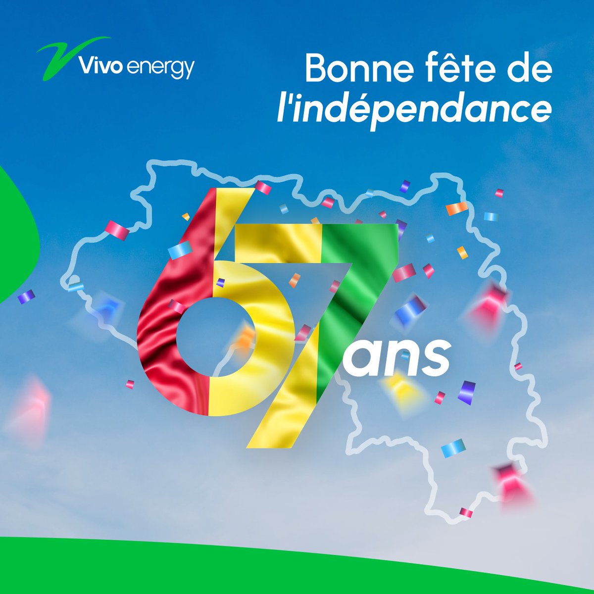 En ce jour de fierté nationale, nous souhaitons au peuple guinéen une belle fête d’indépendance.
Que cette date historique soit une source d'inspiration pour construire un avenir de paix et de prospérité pour tous❤️💛💚.
#VivoEnergyGuinée