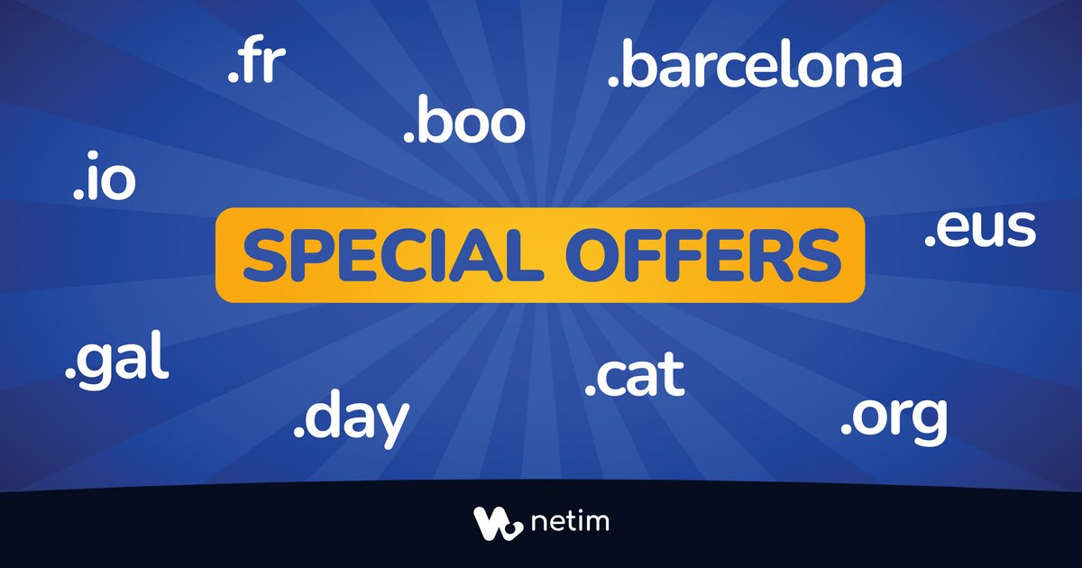 Like every month, Netim has compiled a selection of its best current deals ⏳💥

Discover our special offers to register your #DomainName at the best price 🔥👉 blog.netim.com/en/our-news/do…