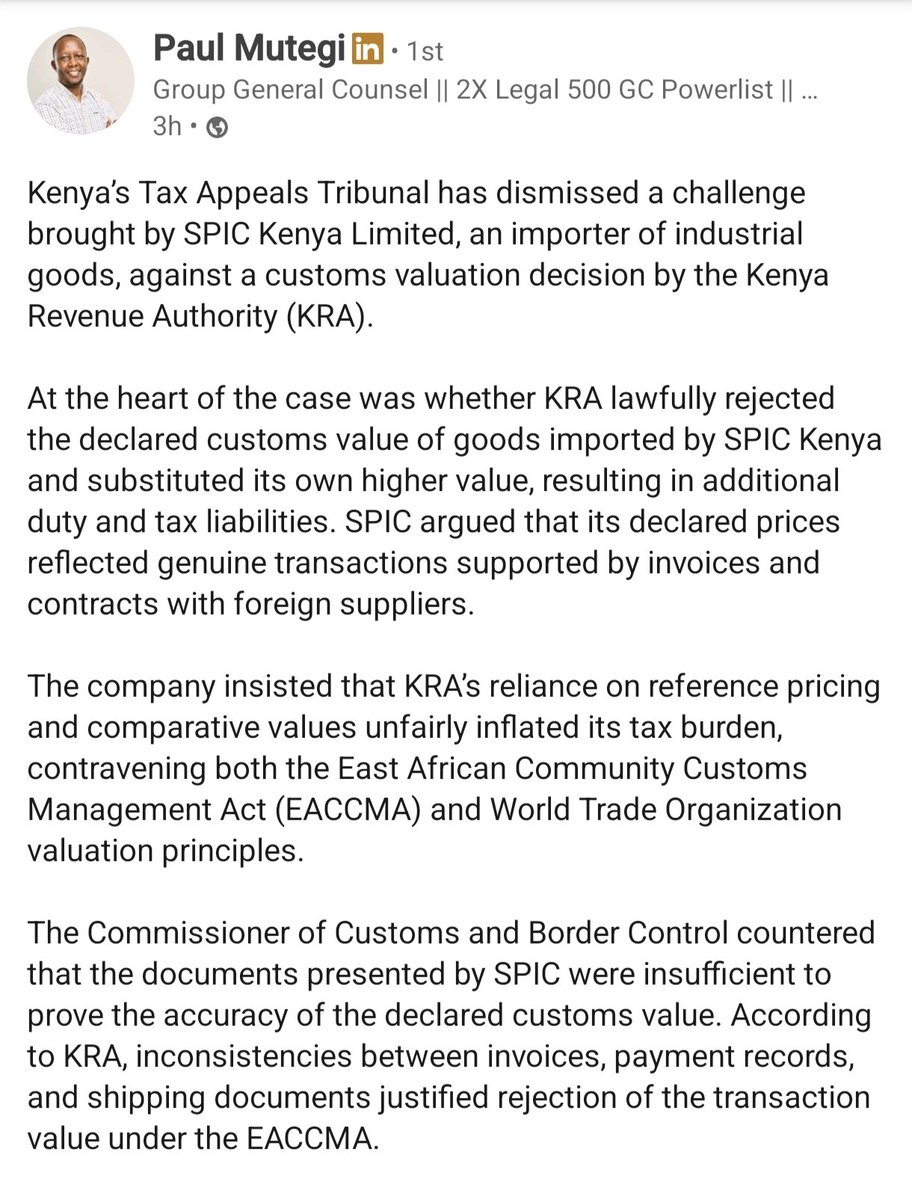MarkRuhindi's tweet photo. If you're into Import and Export trade, please read this commentary and very well.

In law the burden of proof on whether tax is or is not due, is on the taxpayer! 

Customs Tax Law is uniform across East Africa, and so this applies to Uganda Importers.

https://t.co/twapcnoanu https://t.co/IbOM2OnP1J