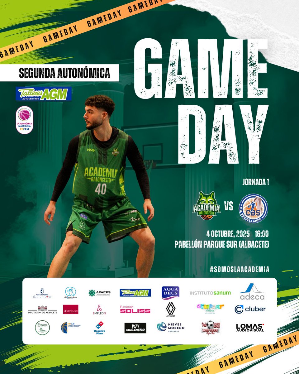 ¡Comenzamos la aventura por 2° Autonómica!

🏆 Jornada 1 - 2° Autonómica
📆 04/10/2025
⌛ 16:00h.
🏛️ Pabellón Parque Sur (Albacete)
🆚 CB Socuéllamos

#SomosLaAcademia #VamosLinces