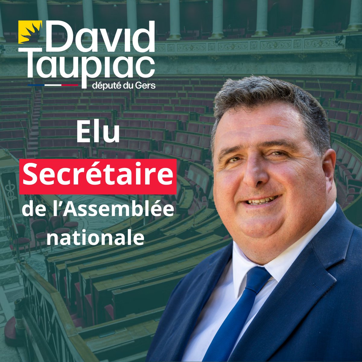 🗳️ Je suis honoré ce matin d'avoir été élu secrétaire de l'Assemblée nationale avec 11 de mes collègues. 

🏛️ Je suis fier d'intégrer le bureau de l'Assemblée nationale et participer ainsi au bon déroulement des débats et des scrutins tout en veillant au respect de nos règles