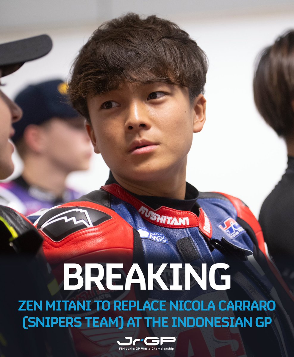 Exciting news for the Japanese talent! 📝 

Zen Mitani will make his World Championship debut at the #IndonesianGP, stepping in for Nicola Carraro 🏍️✊

#RoadToMotoGP🏁