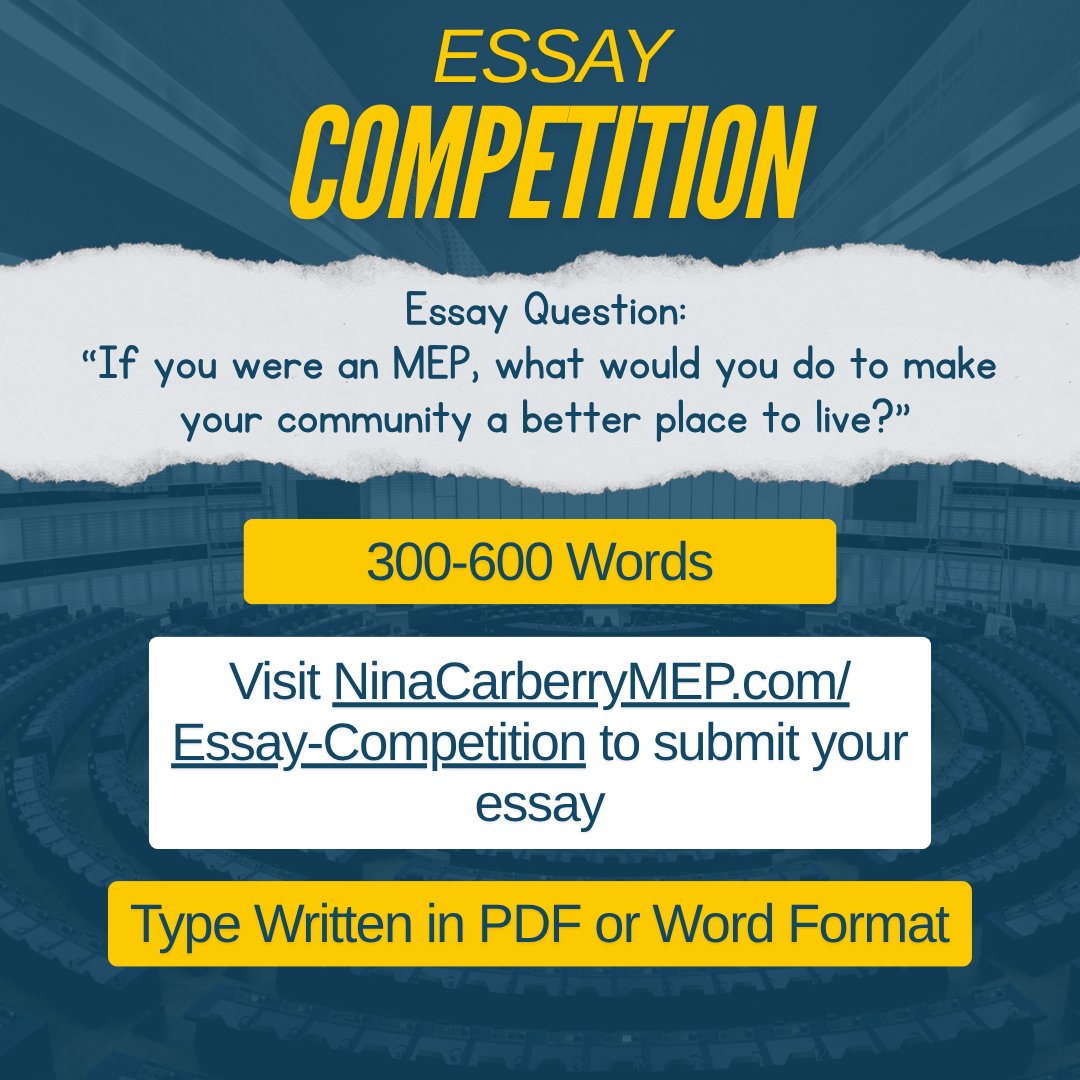 Win a trip to Brussels! 🇪🇺

Have you a child or relative in 5th or 6th class who is interested in being an MEP for a day? Apply now to my essay competition to be in with a chance of winning. 

More info: ninacarberrymep.com/essay-competit…