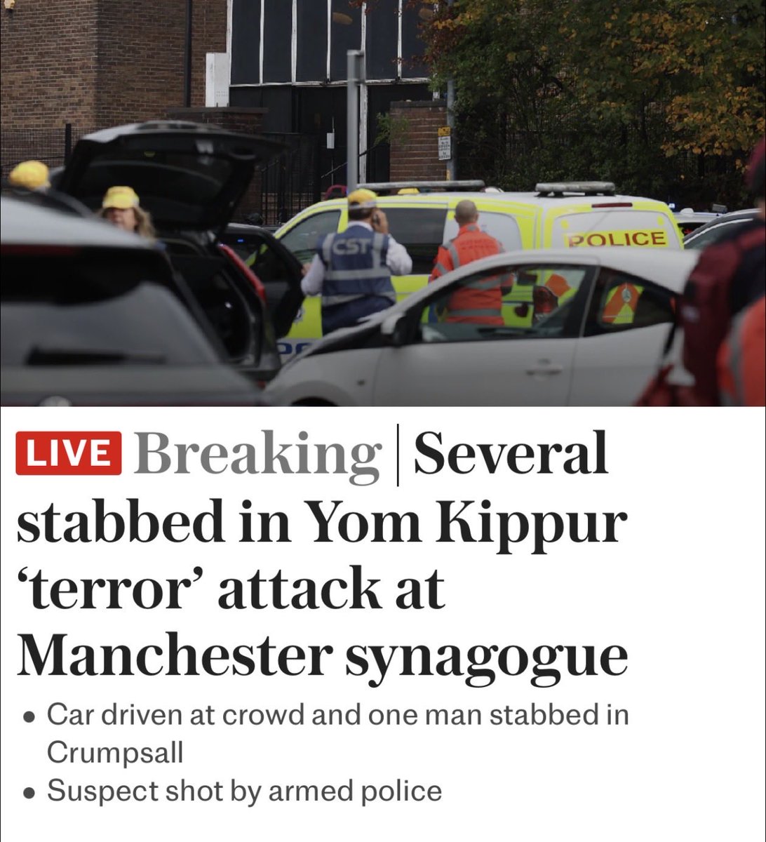 The attack against Jewish people on their holiest day in Manchester is being treated as a terrorist attack.

We have allowed extremist ideology to fester and thrive in our country. We must be unequivocal in rooting it out and destroying it.