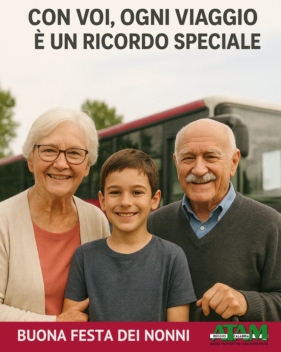 AtamRc's tweet image. Oggi celebriamo la #FestadeiNonni,
Che sono parte integrante del nostro viaggio: ci ricordano che ogni fermata può essere occasione per condividere momenti preziosi.
Grazie per le coccole, i racconti, i consigli e le mani che stringono le nostre.
Buona Festa dei Nonni
#ATAM