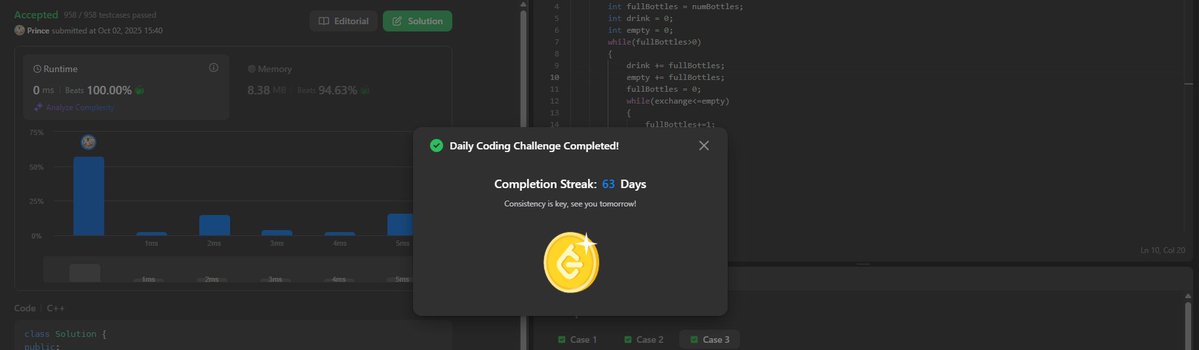 easypeasycode's tweet image. 63/100 Leetcode POTD, I love math