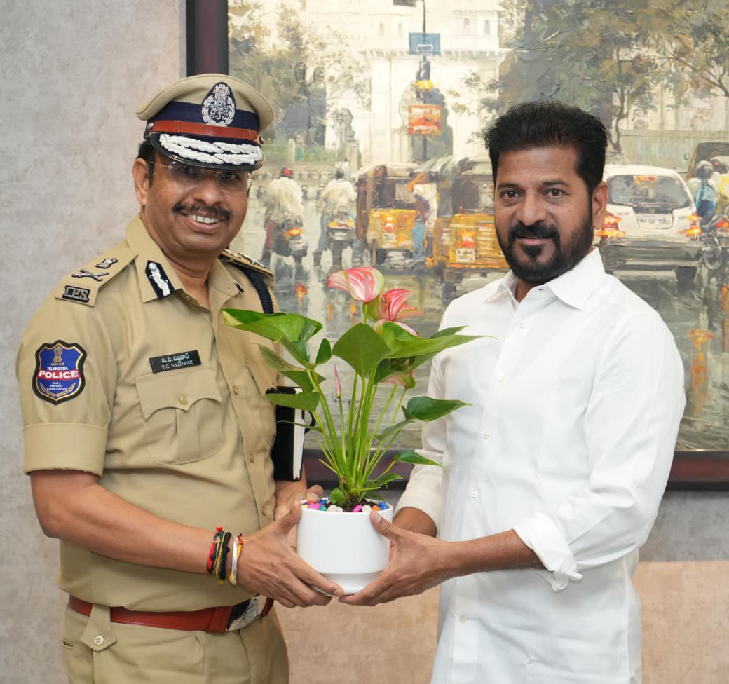 V.C. Sajjanar, IPS (@sajjanarvc) on Twitter photo Paid a courtesy visit to Hon’ble Chief Minister Shri A. Revanth Reddy Garu (<a href="/revanth_anumula/">Revanth Reddy</a>) on the occasion of assuming charge as Commissioner of Police, #Hyderabad.
<a href="/TelanganaCMO/">Telangana CMO</a> <a href="/TelanganaDGP/">DGP TELANGANA POLICE</a> <a href="/hydcitypolice/">Hyderabad City Police</a> Paid a courtesy visit to Hon’ble Chief Minister Shri A. Revanth Reddy Garu (<a href="/revanth_anumula/">Revanth Reddy</a>) on the occasion of assuming charge as Commissioner of Police, #Hyderabad.
<a href="/TelanganaCMO/">Telangana CMO</a> <a href="/TelanganaDGP/">DGP TELANGANA POLICE</a> <a href="/hydcitypolice/">Hyderabad City Police</a>