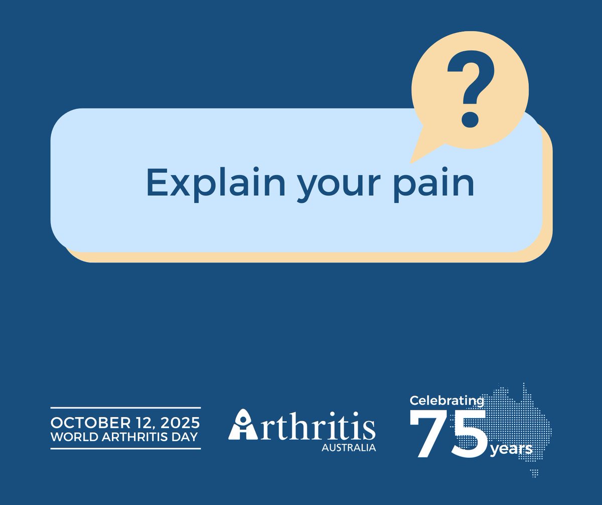 How do you explain your pain to others? For many people living with arthritis, pain is invisible - but it impacts every part of daily life. This #WorldArthritisDay, we want to hear from you: How would you describe your pain? 
#ArthritisAustralia #WorldArthritisDay2025