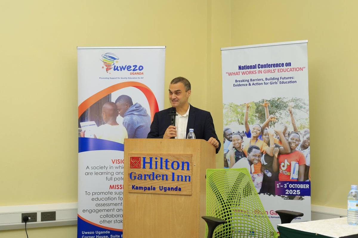 FAWEUganda's tweet photo. At the National Conference on What Works in Girls’ Education (1–3 Oct), powerful insights are shaping the conversation on gender parity in education. 🌍 #GirlsEducation2025

 Keynote speaker Dr. Manos Antoninis, Director of Global Education Monitoring Report, reminded us that while major progress has been made, deep disparities remain across regions and groups.

1/3