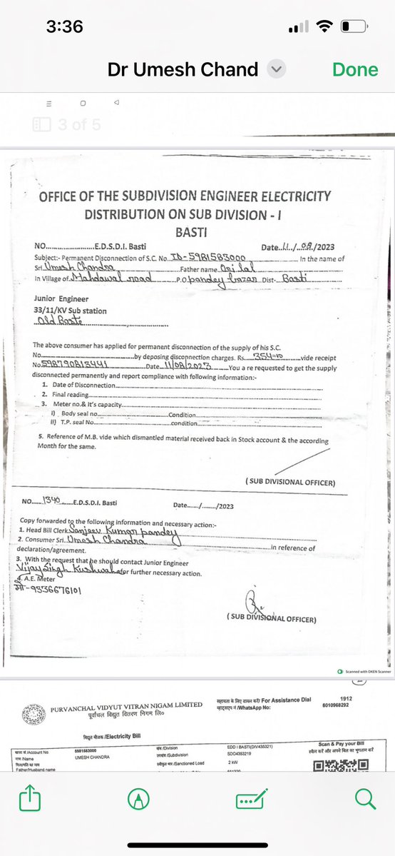 ravinitesh's tweet image. Dear @UPPCLLKO 
Despite Permanent disconnection, your Department still generating electricity bills. Many letters/follow up done, but of no use.
Hope you will improve your data management efficiently.
Docs attached are self explanatory.
@MD_PuVVNL @AKSharmaOffice @aksharmaBharat