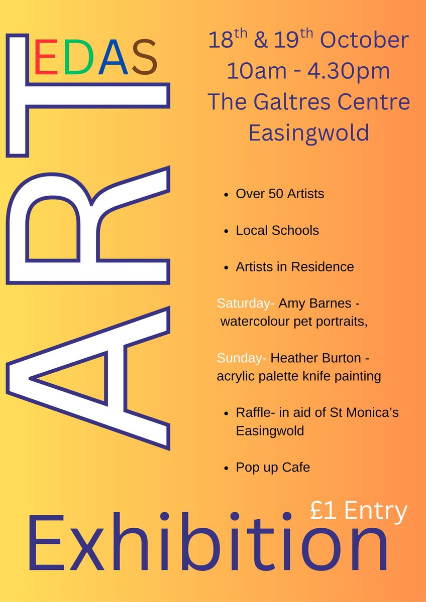 EDAS Art Exhibition Easingwold Galtres Centre 10am-4pm 18-19th Oct 2025