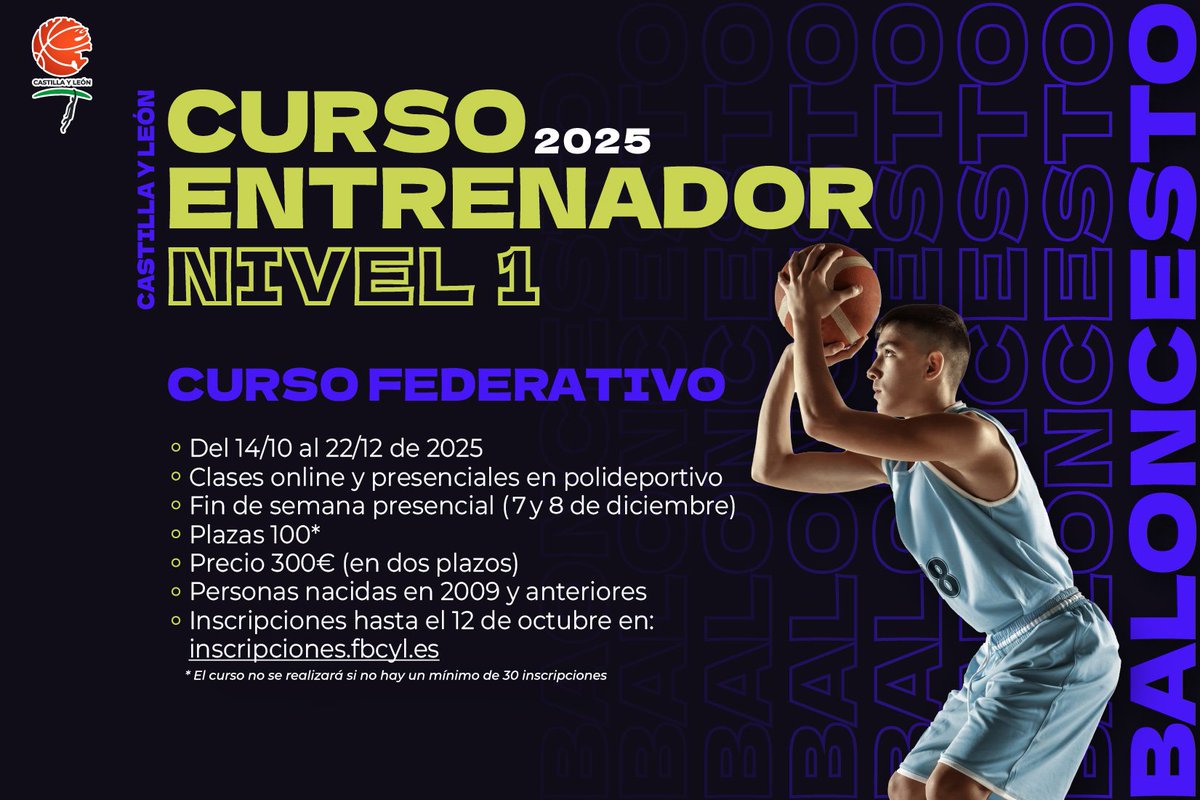 Curso de entrenadores de NIVEL 1

❗️Abiertas ya las inscripciones

   Apúntate en: inscripciones.fbcyl.es 📷

👇