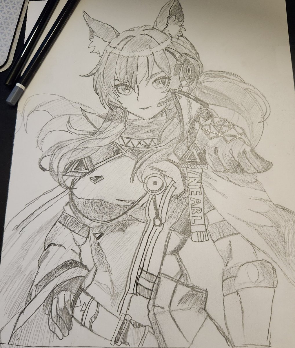 Day 2 kuranta 
Was this worth 5 hours? Yes, absolutely. I forget how fun it is just to lose yourself while sketching things. Time flies by fast when you feel relaxed, chilling to music while doing art.
Im sure all the nearl fans will appreciate this
#arktober2025 
#Arknights