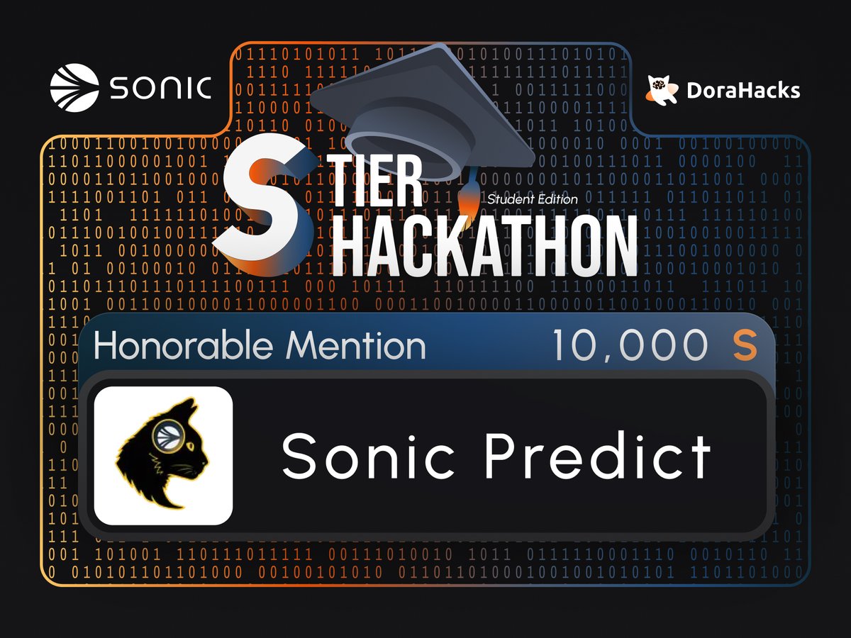 SonicWorldHQ's tweet photo. Sonic Predict is a decentralized prediction market on Sonic.

Users can bet with S tokens, track live odds, and earn rewards, all with real-time updates.

🎖️ 10,000 $S
🔗 https://t.co/tBONEDpXhR https://t.co/A2Z1ncPHtY