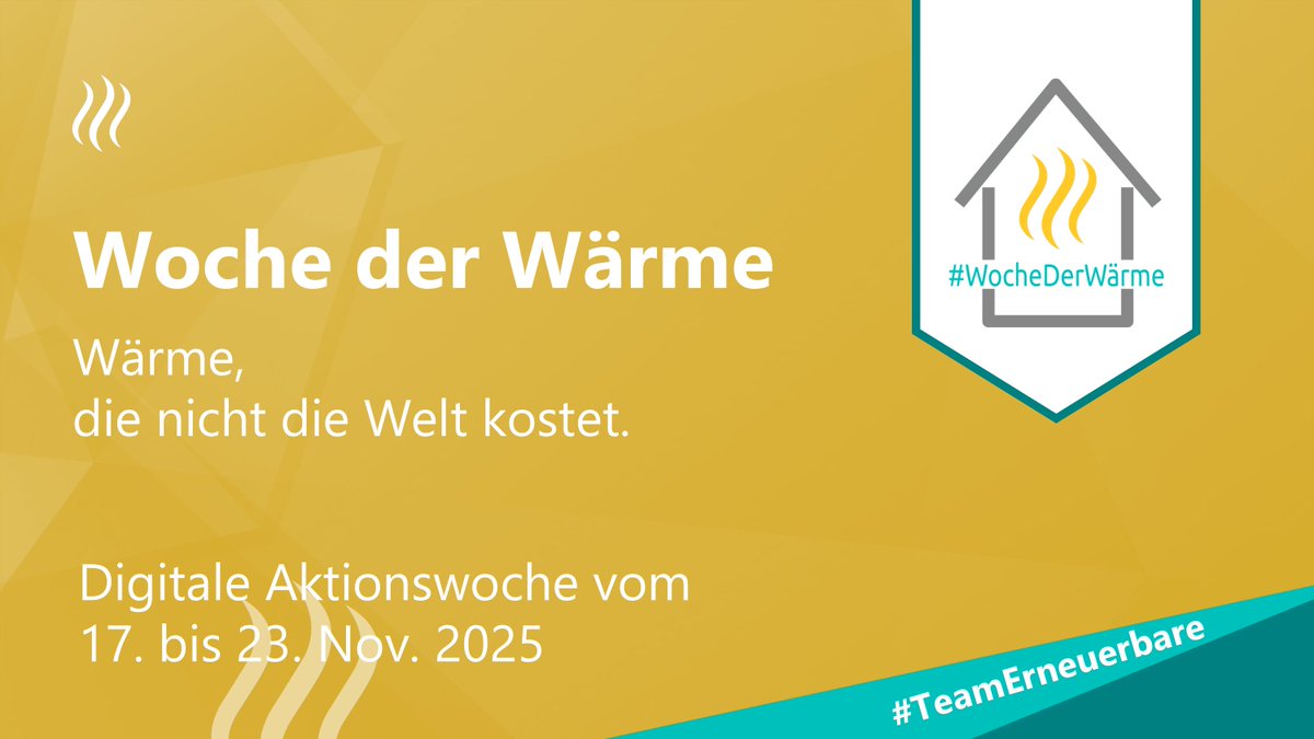 💪🔥 Sie kommt wieder! Unsere #WochederWärme findet in diesem Jahr vom 17. bis 23. November 2025 statt und bietet wieder kostenlose und spannende Veranstaltungen zur Wärmewende.

Interessiert? Schaut rein und meldet euch an 👉 bee-ev.de/projekte/woche…