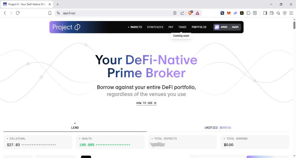 Noor_Web3's tweet photo. A fren recommended @project0 for lending and borrowing on @solana, and I could not help but utilize this immediately!

What you should know about using project 0:
*You get points for platform interactions(Lending and borrowing)
#Solana #Project0 https://t.co/wf9a3Jc5vD