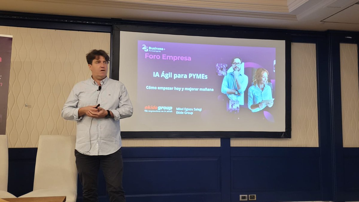 💼Mikel Eguiazu, responsable de sistemas de gestión de Ekide Group nos ofrece una ponencia sobre Implementación ágil de IA para Pymes aquí en #ForoEmpresa Bilbao 📍