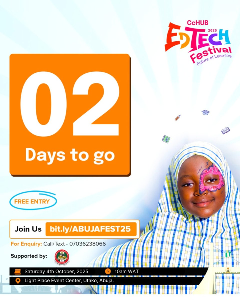 Distinction_AI's tweet image. The countdown is almost over.
2 days until you experience the future of education.
Be there!

Register → bit.ly/ABUJAFEST25

#FlexiSAF #EdTechFestival #InnovationInLearning