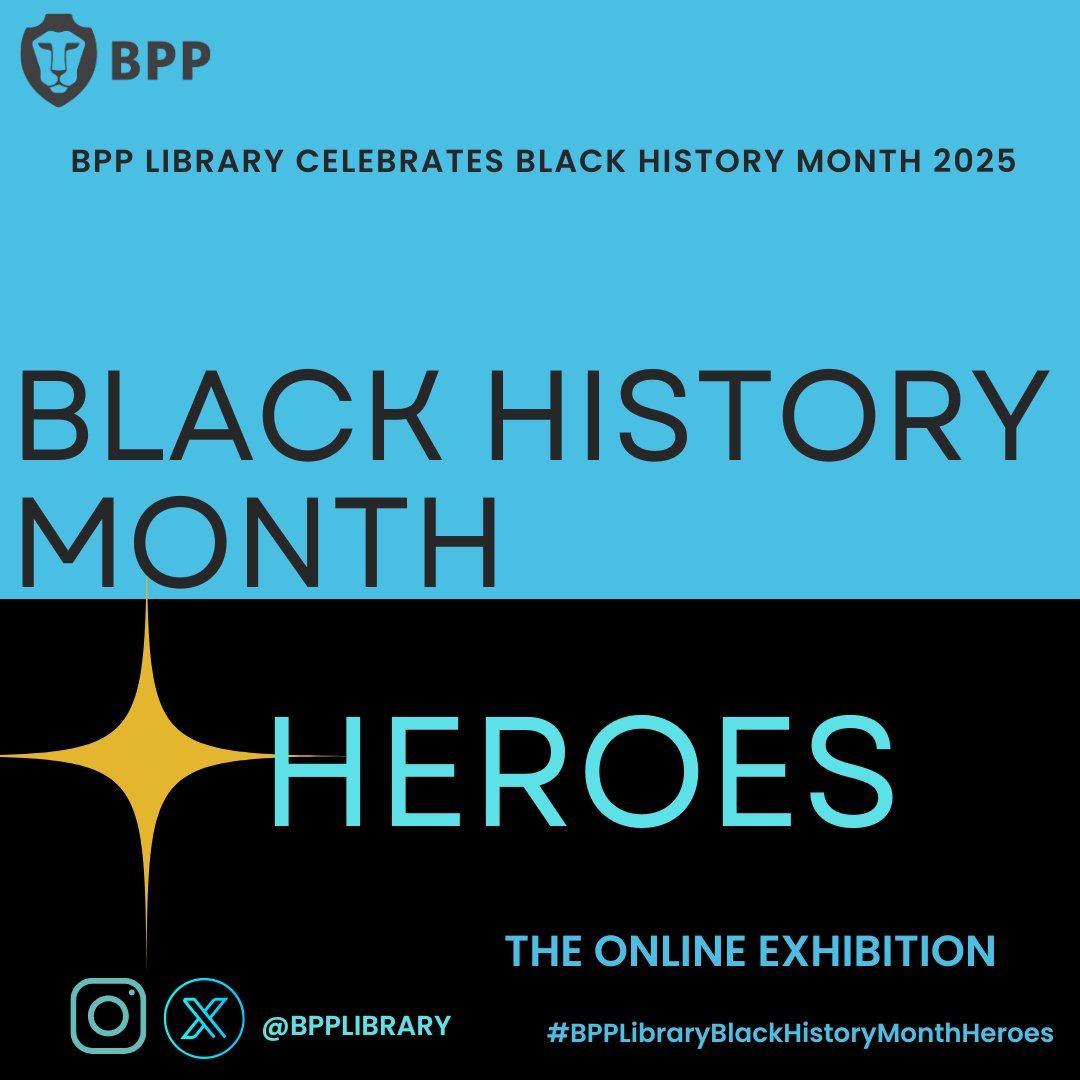 Our exhibition  #BPPLibraryBlackHistoryHeroes is here! Online and on site-at London Central (Holborn), our exhibition celebrates the works, lives, and legacies of influential and inspiring Black people throughout history, as chosen by BPP Library staff and BPP students.
