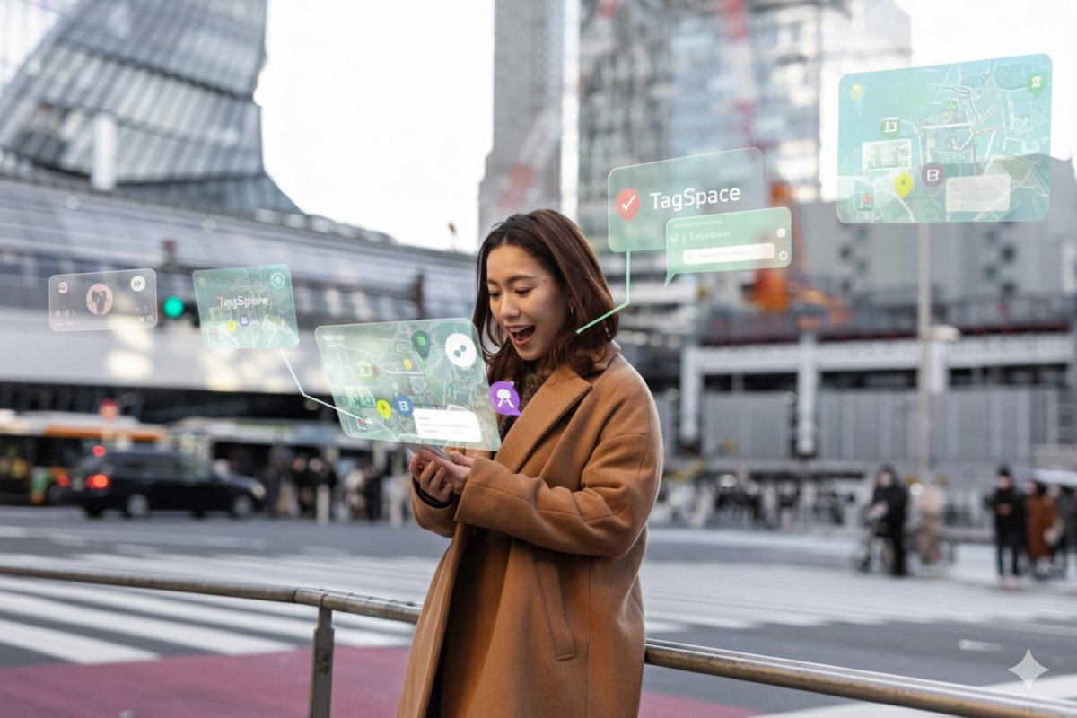 tagSpaceCo's tweet photo. Your world, your tags. 🌍 With tagSpace, turn every street, corner, and landmark into your personal canvas. Create, share, and explore MR-powered tags in real time. 
Start tagging today: https://t.co/M63zbbpuP6 https://t.co/d3iDWKDJVq
