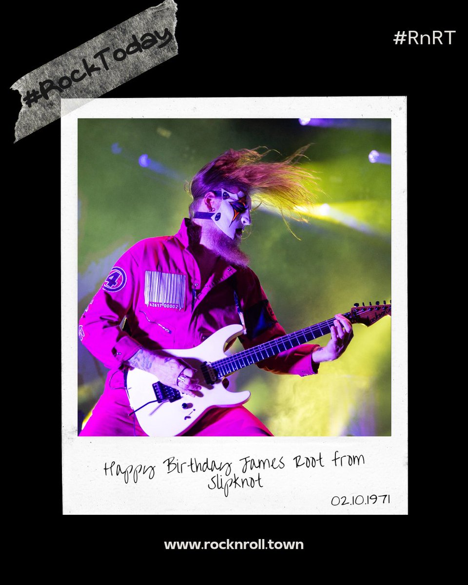 RockNRollTown's tweet photo. #RockToday
📅 02/10/1971 📅
Γεννιέται ο @4JimRoot 🎸, κιθαρίστας των @slipknot 🤘🏻.
#RnRT #RockNRollTown #Towners #JamesRoot #Slipknot #Guitarist #HappyBirthdayJamesRoot #JamesRootFans #SlipknotFans #Maggots #NuMetal #Music #MusicHistory #TodayInRock #TodayInMetal #TodayInMusic https://t.co/g2b100tvYZ