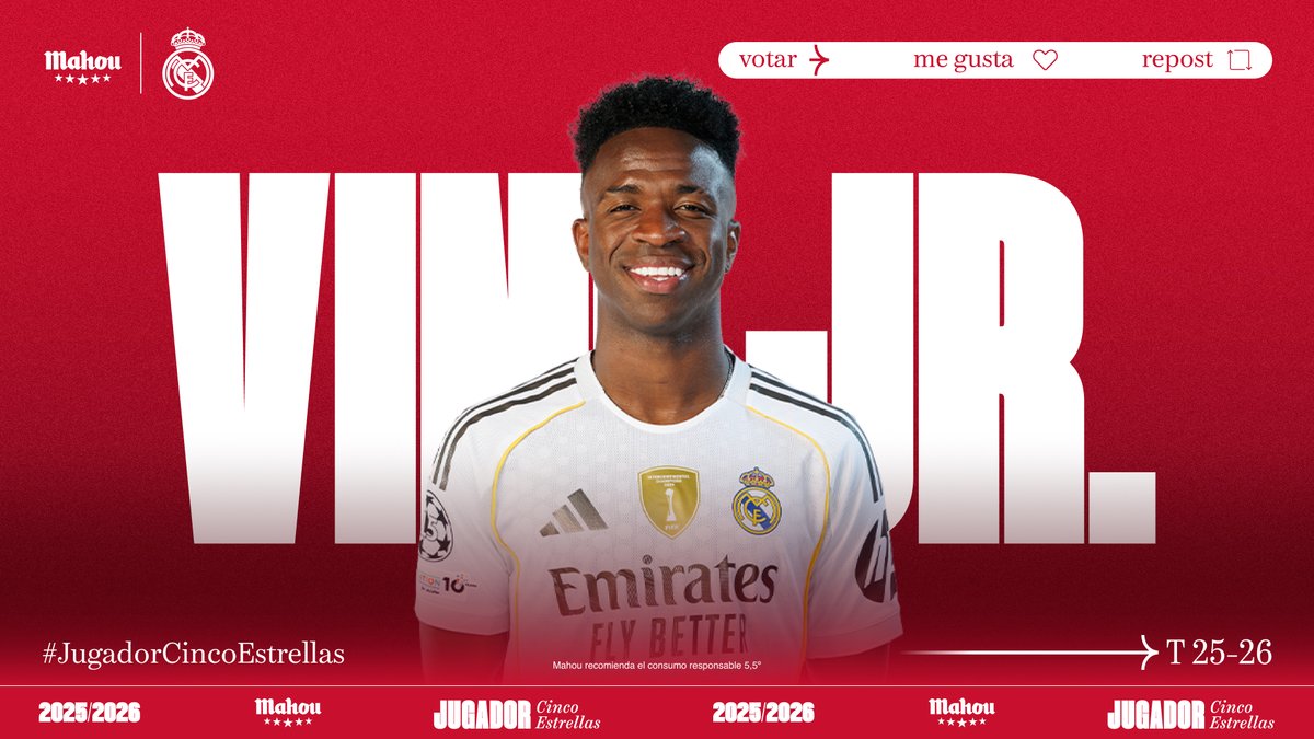 futbolmahou's tweet photo. RT o MG si crees que @vinijr ha sido el #JugadorCincoEstrellas del @realmadrid en septiembre. (4/6) https://t.co/EhVX7slpVD