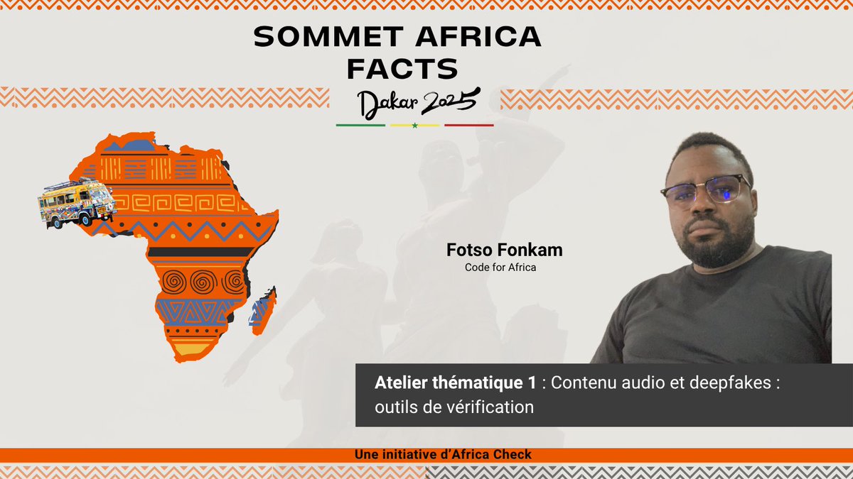 J'ai pris plaisir hier à partager avec les fact-checkers et experts venus de divers horizons quelques outils permettant de détecter les contenus audio générés par l'IA. C'était lors de la première journée de la #AfricaFactsSummit2025 à Dakar