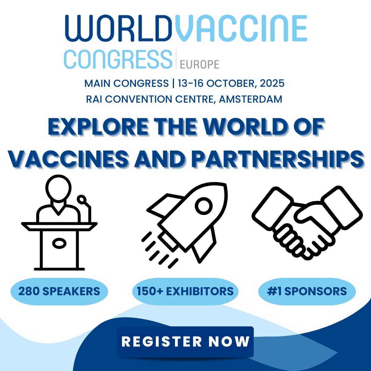 We are excited to have partnered with the World Vaccine Congress Europe! Hosted in Amsterdam, Netherlands, 13th- 16th of October, register as soon as possible to attend the event!

Join here👉 terrapinn.com/conference/wor…

#WVCDC #WorldVaccineCongress <a href="/vaccinenation/">World Vaccine Congress</a>