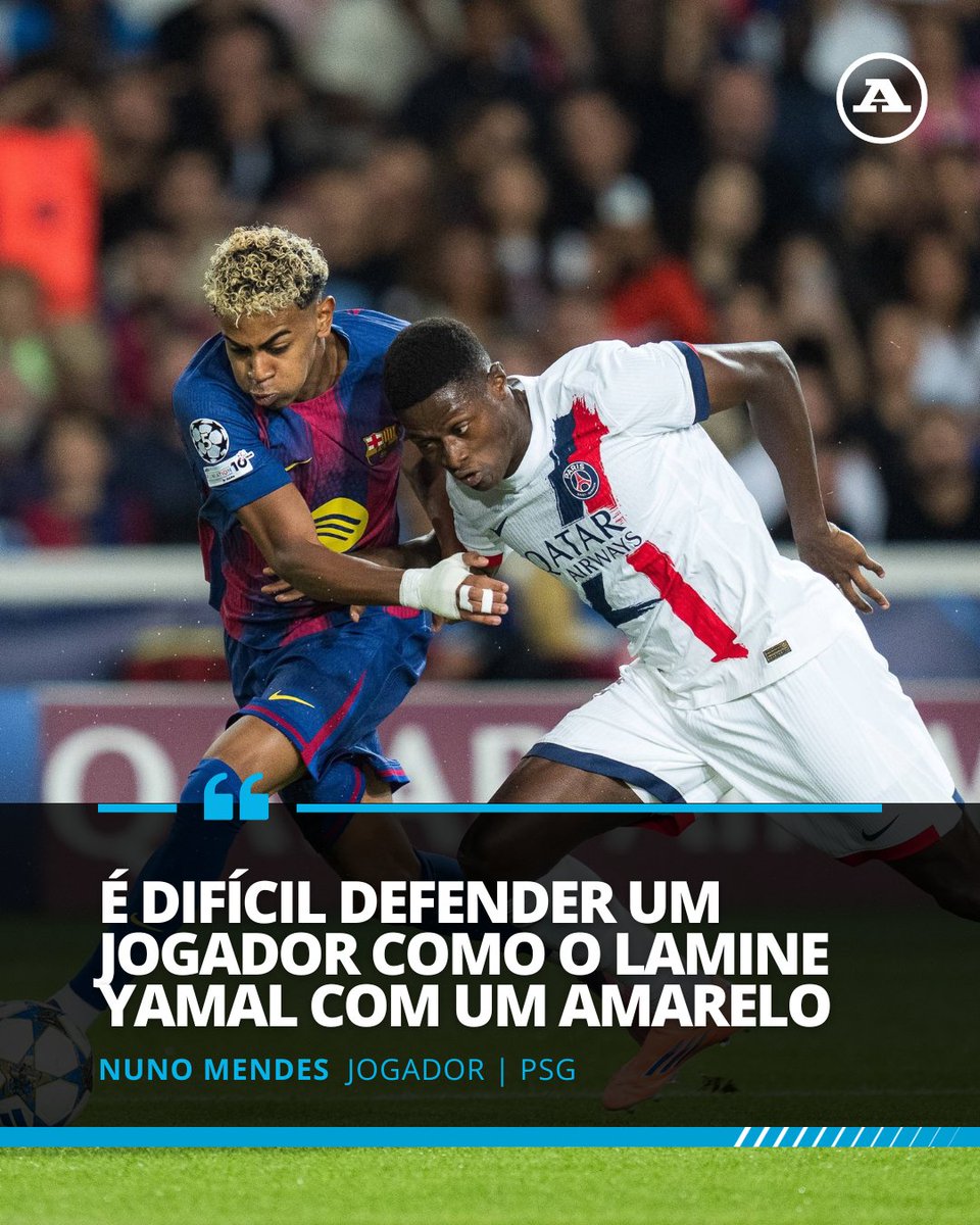 abolapt's tweet image. Nuno Mendes foi eleito Homem do Jogo na vitória do PSG frente ao Barcelona por 2-1, onde brilhou ao defender Lamine Yamal, mesmo depois de ver um cartão amarelo. ⚽

🗣️«Acho que foi um jogo bom por parte da equipa e também a nível individual»

#nunomendes #lamineyamal #psg